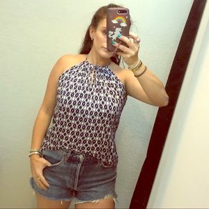 VeronicaM printed high-low halter top